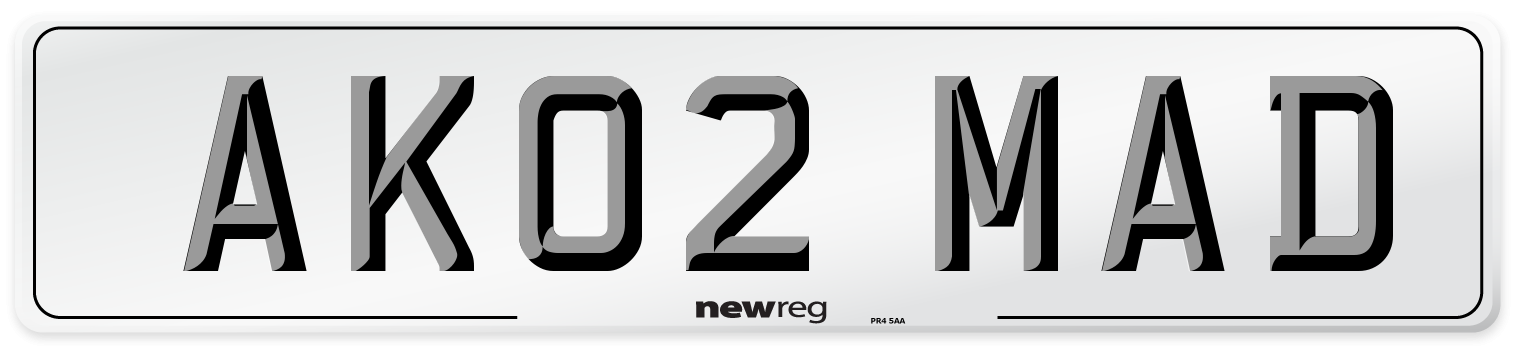 AK02 MAD Number Plate from New Reg
